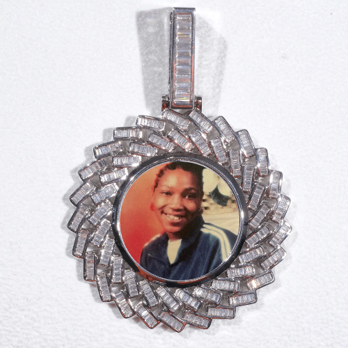 Large 3D Baguette Custom Picture Pendant