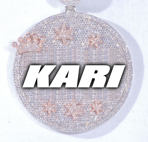 CUSTOM LETTER NECKLACE 3D BIG CROWN DISC