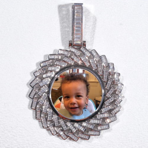 Large 3D Baguette Custom Picture Pendant