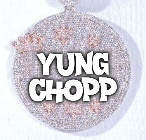 CUSTOM LETTER NECKLACE 3D BIG CROWN DISC