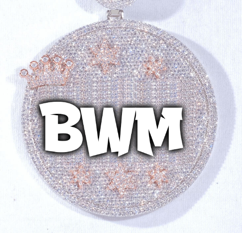 CUSTOM LETTER NECKLACE 3D BIG CROWN DISC