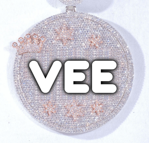 CUSTOM LETTER NECKLACE 3D BIG CROWN DISC