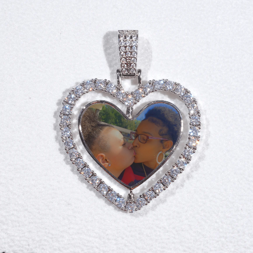 3D Spinning 2-Faced Heart Custom Picture Pendant