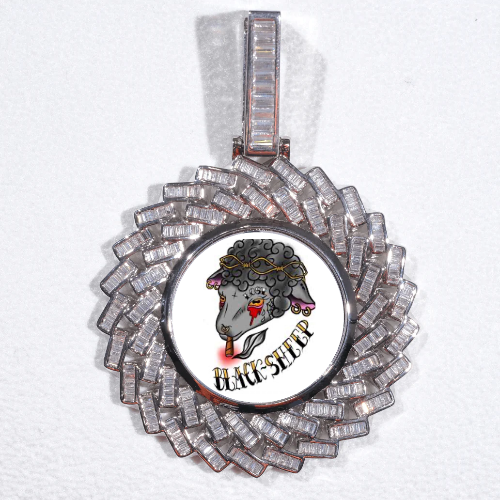 Large 3D Baguette Custom Picture Pendant