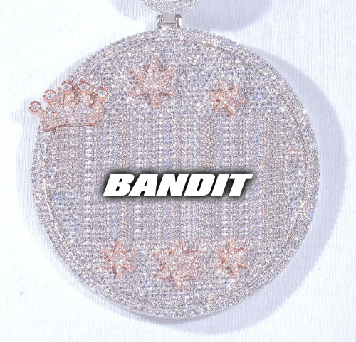 CUSTOM LETTER NECKLACE 3D BIG CROWN DISC