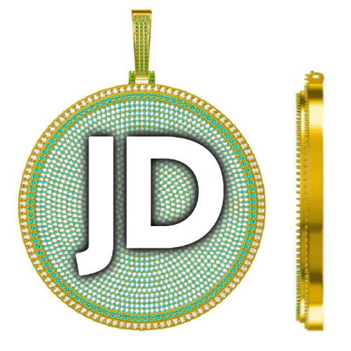 CUSTOM LETTER NECKLACE 3D BIG DISC