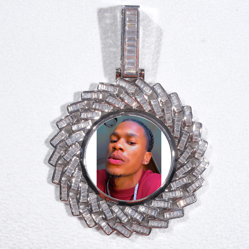 Large 3D Baguette Custom Picture Pendant