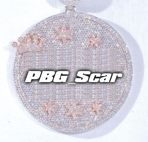 CUSTOM LETTER NECKLACE 3D BIG CROWN DISC