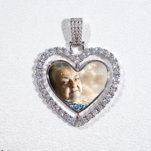 3D Spinning 2-Faced Heart Custom Picture Pendant