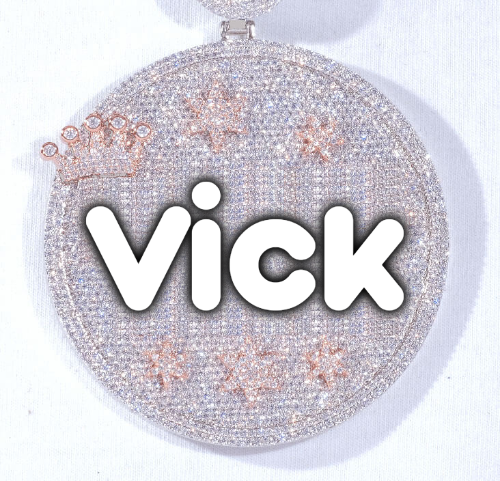 CUSTOM LETTER NECKLACE 3D BIG CROWN DISC