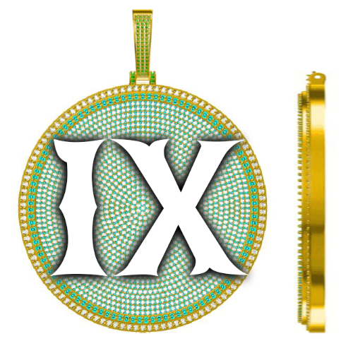 CUSTOM LETTER NECKLACE 3D BIG DISC