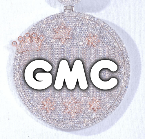 CUSTOM LETTER NECKLACE 3D BIG CROWN DISC