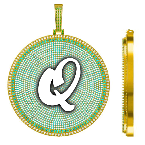 CUSTOM LETTER NECKLACE 3D BIG DISC