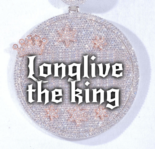 CUSTOM LETTER NECKLACE 3D BIG CROWN DISC