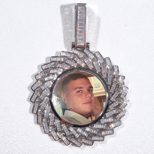 Large 3D Baguette Custom Picture Pendant