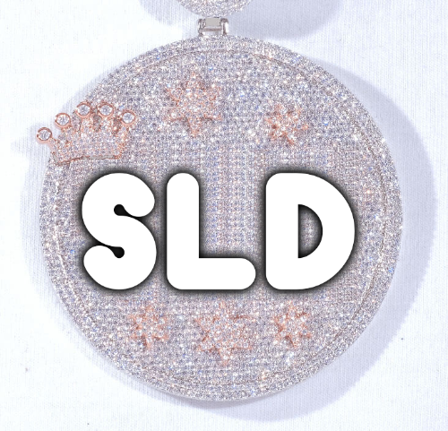CUSTOM LETTER NECKLACE 3D BIG CROWN DISC