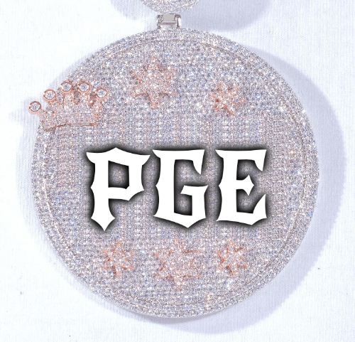CUSTOM LETTER NECKLACE 3D BIG CROWN DISC