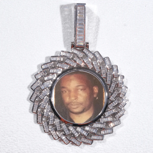 Large 3D Baguette Custom Picture Pendant