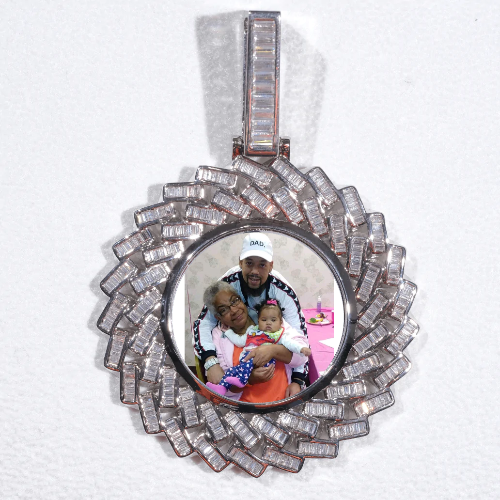 Large 3D Baguette Custom Picture Pendant