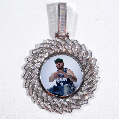 Large 3D Baguette Custom Picture Pendant