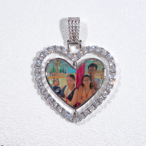 3D Spinning 2-Faced Heart Custom Picture Pendant