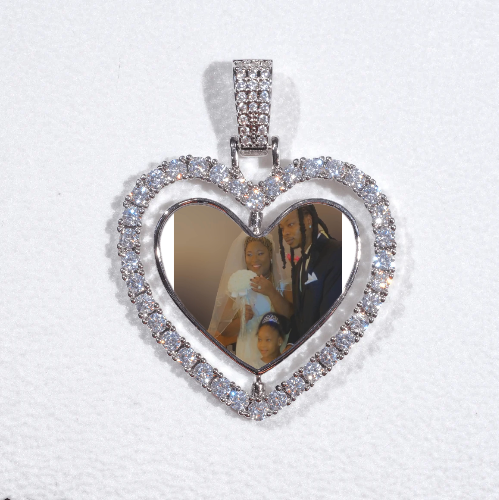 3D Spinning 2-Faced Heart Custom Picture Pendant