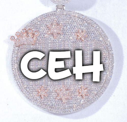 CUSTOM LETTER NECKLACE 3D BIG CROWN DISC