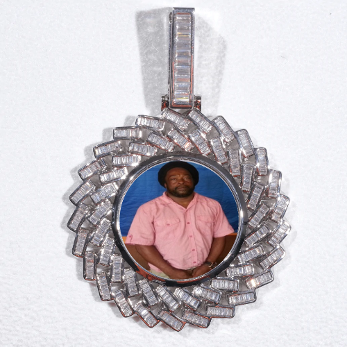 Large 3D Baguette Custom Picture Pendant