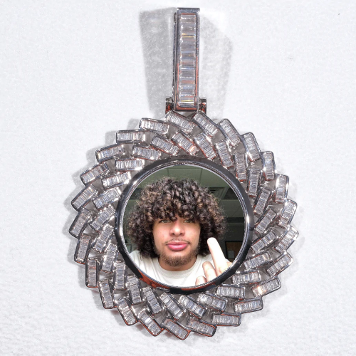 Large 3D Baguette Custom Picture Pendant