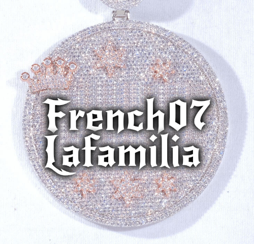 CUSTOM LETTER NECKLACE 3D BIG CROWN DISC