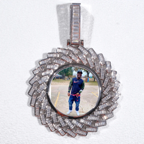 Large 3D Baguette Custom Picture Pendant
