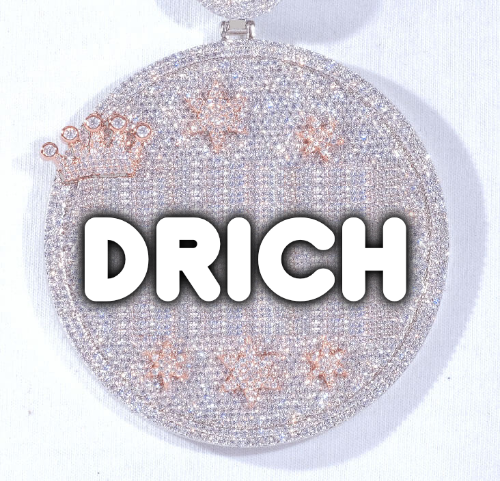 CUSTOM LETTER NECKLACE 3D BIG CROWN DISC