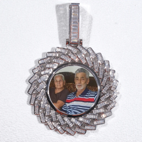 Large 3D Baguette Custom Picture Pendant