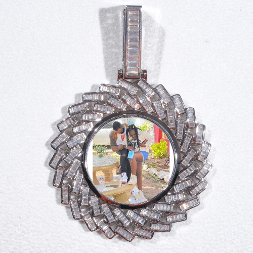 Large 3D Baguette Custom Picture Pendant