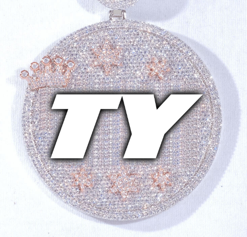 CUSTOM LETTER NECKLACE 3D BIG CROWN DISC