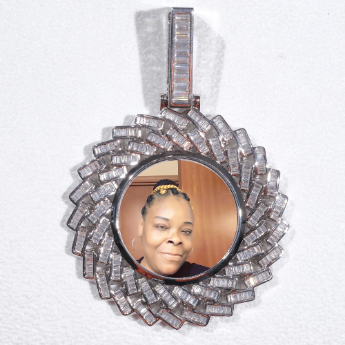 Large 3D Baguette Custom Picture Pendant
