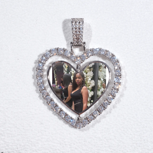 3D Spinning 2-Faced Heart Custom Picture Pendant