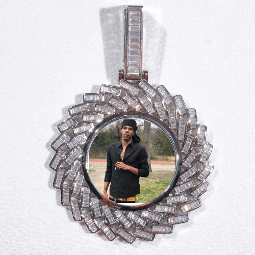 Large 3D Baguette Custom Picture Pendant