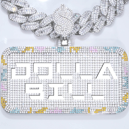 CUSTOM LETTER NECKLACE 3D COLORFUL SQUARE