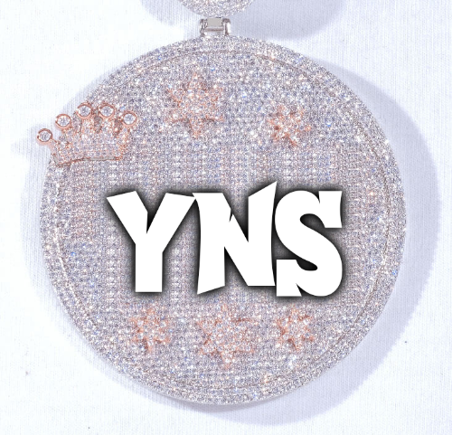 CUSTOM LETTER NECKLACE 3D BIG CROWN DISC