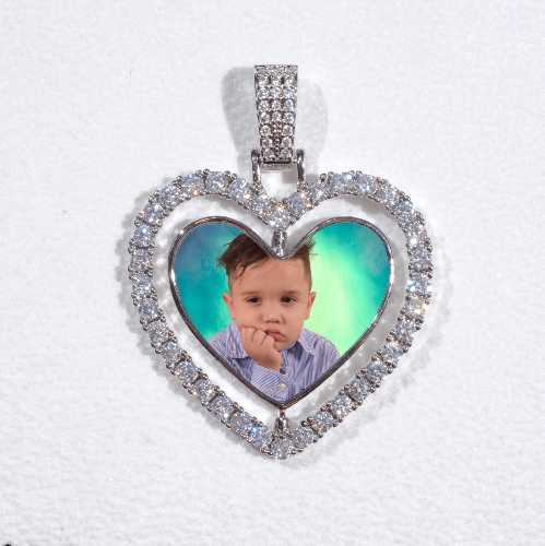 3D Spinning 2-Faced Heart Custom Picture Pendant