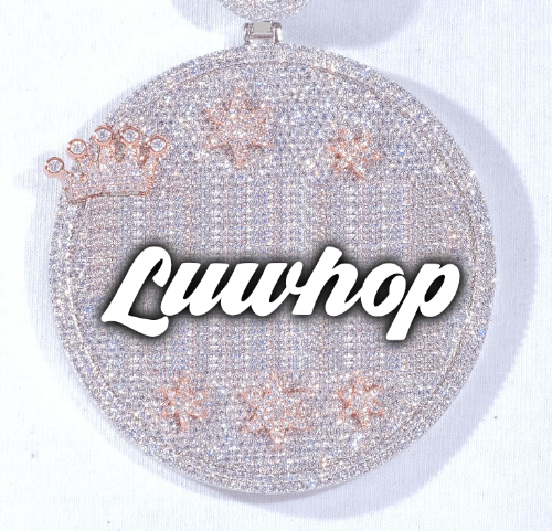 CUSTOM LETTER NECKLACE 3D BIG CROWN DISC