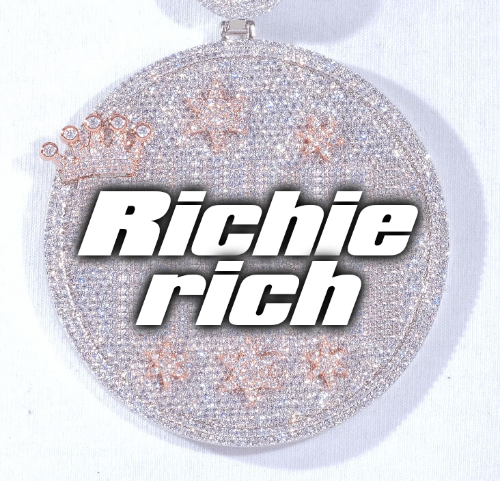 CUSTOM LETTER NECKLACE 3D BIG CROWN DISC