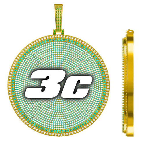 CUSTOM LETTER NECKLACE 3D BIG DISC