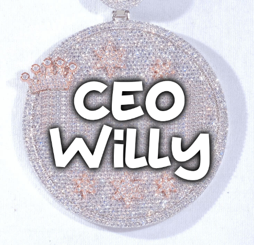 CUSTOM LETTER NECKLACE 3D BIG CROWN DISC