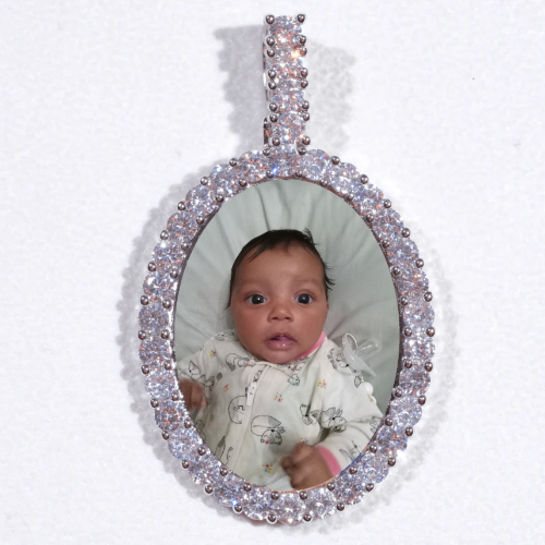 Large 3D Oval Custom Picture Pendant