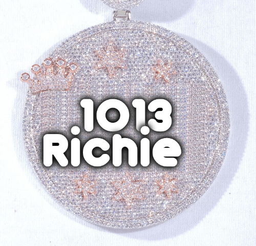CUSTOM LETTER NECKLACE 3D BIG CROWN DISC