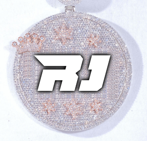 CUSTOM LETTER NECKLACE 3D BIG CROWN DISC