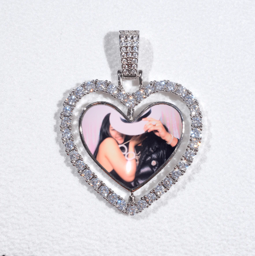 3D Spinning 2-Faced Heart Custom Picture Pendant