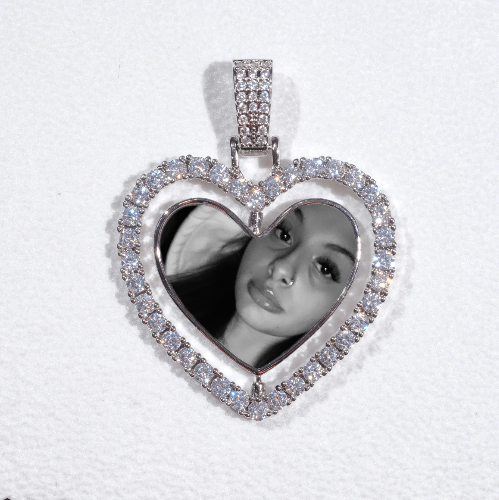 3D Spinning 2-Faced Heart Custom Picture Pendant